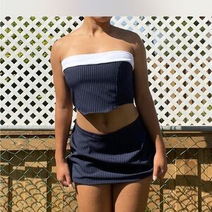 Pinstripe 2-Piece Skirt Set